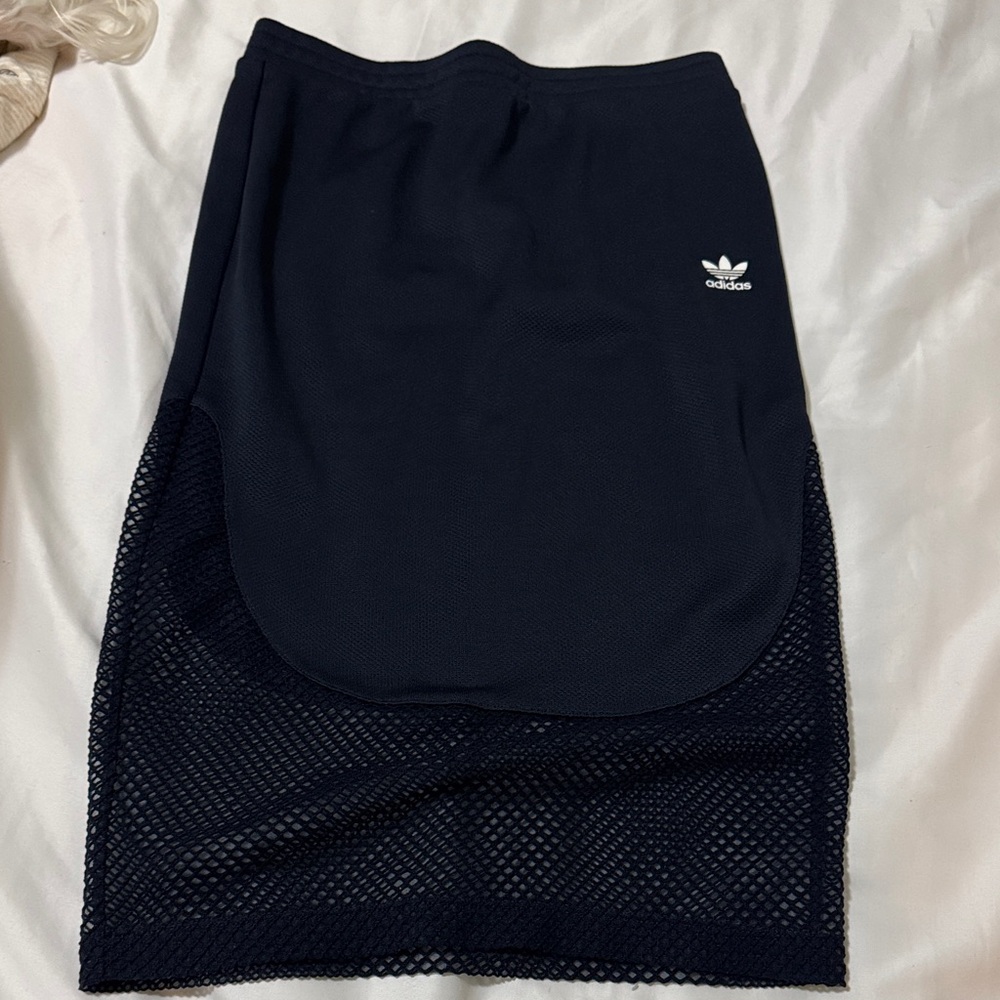 Adidas Women's Dark Blue Mesh Midi Skirt Small
